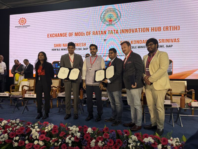 Delegates on stage at an Andhra Pradesh innovation program
