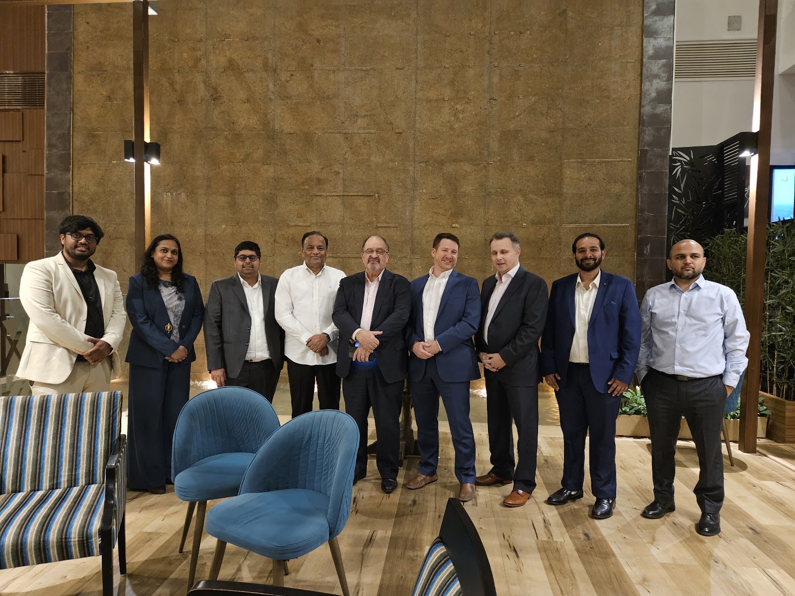 Mission group pictured in an indoor venue during the stated India mission